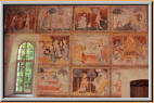 Ausschnitt aus den während der Reformation übertünchten und 1932 wieder freigelegten Wandmalereien, welche eine Art "Bilder-Bibel" darstellen.