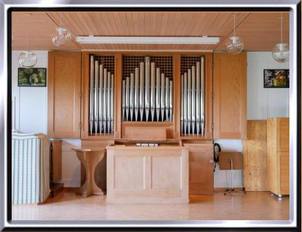 Oberthal BE, Predigtsaal Schulhaus, Orgel Goll 1948