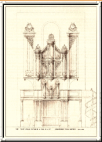 Nicht ausgeführte Variante für einen Standort vor der Westwand, Entwurf Orgelbau Goll, 1982