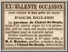 Petite annonce parue dans «La Liberté» du 1er mars 1892