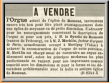 Annonce parue dans «Le Confédéré de Fribourg» du 10 mars 1871