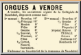 Petite annonce parue dans «Le Chroniqueur» du 16 décembre 1869 