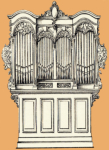 Reconstitution du buffet de l’orgue de 1870 réutilisé en 1906 (dessin Georges Cattin) 