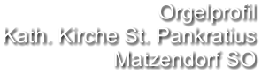 Orgelprofil  Kath. Kirche St. Pankratius Matzendorf SO
