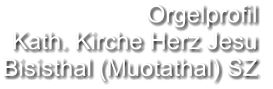 Orgelprofil  Kath. Kirche Herz Jesu  Bisisthal (Muotathal) SZ
