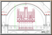 technische Zeichnung Orgel 1995 im Gehäuse von 1885