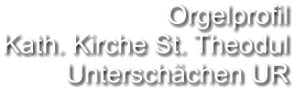 Orgelprofil  Kath. Kirche St. Theodul Unterschächen UR