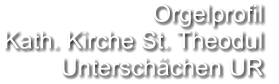 Orgelprofil  Kath. Kirche St. Theodul Unterschächen UR